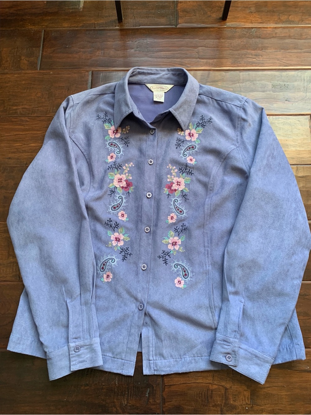 Vintage Northern Reflections Embroidered Floral Button-Front Jacket Cottagecore